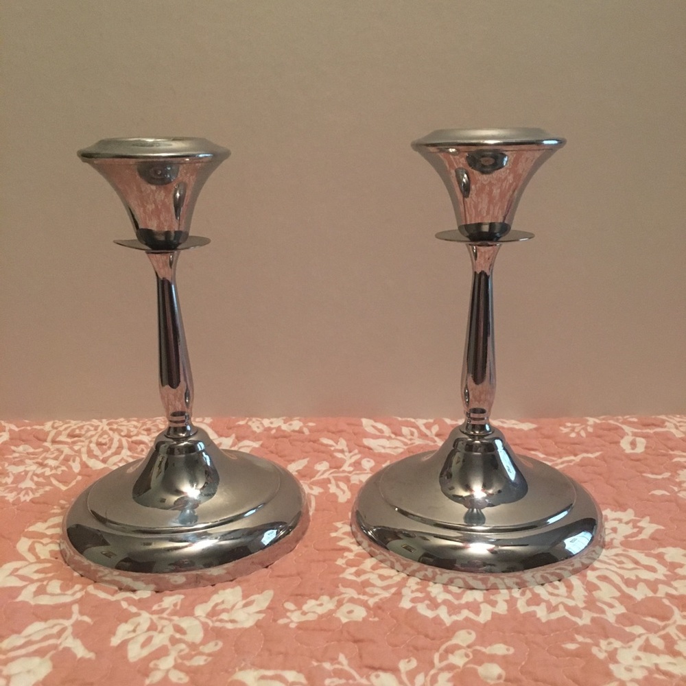 Twin Vintage Farberware Chrome Candlesticks